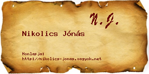 Nikolics Jónás névjegykártya